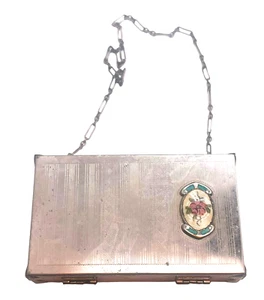 Splendida catena vintage anni 30 compatta in polvere, accento smaltato guilloché - Foto 1 di 5