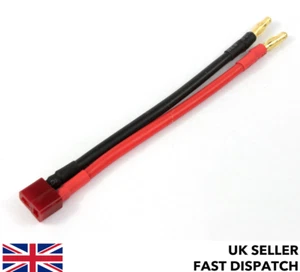Deans female to 4mm male bullet connector 130mm 12 AWG wire/cable/adaptor RC - Picture 1 of 4