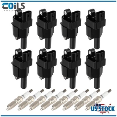 Round Ignition Coils & Spark Plugs For Chevy Silverado 1500 6.2/5.3/4.3L 2014-18 - Image 1 of 4