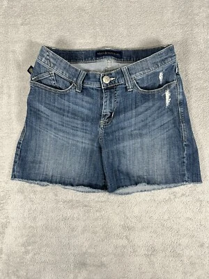 Rock & Republic Womens 8 Bumpershoot Distressed Denim Shorts Raw Hem - Image 1 of 4