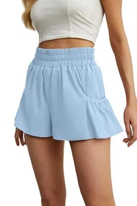 Shorts for Women High Waisted Flowy Ruffle Skirt Overlay Workout Running Tenn... - Picture 1 of 5