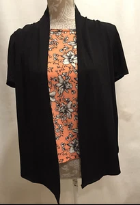 NEW JM Jonathan Martin Women Black Foral TOP with Floral Attached Vest Career M - Picture 1 of 10