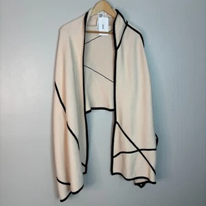 SKFK Arbea Scarf Cream Black Knit Wrap Shawl Organic Cotton Women's NWT - Picture 1 of 8