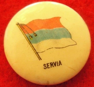 SWEET CAPORAL CIGARETTE SERVIA FLAG PIN, 1896 WHITEHEAD/HOAG - Bild 1 von 2