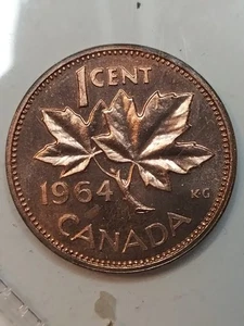 Moneda de 1 centavo Canadá 1964 prueba como o muestra - Imagen 1 de 3