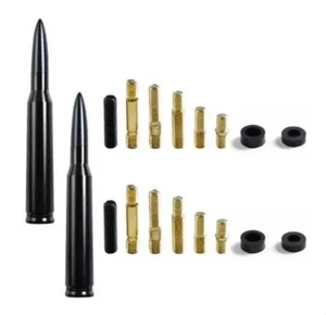 2PC Black BULLET ANTENNA 50 CAL CALIBER for CHEVY GMC TRUCK SUV SILVERADO SIERRA - Foto 1 di 17