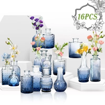 Glas Vasen Blumenvase 16er Set Mini Gestecke Deko für Zuhause & Trockenblumen DE - Bild 1 von 4