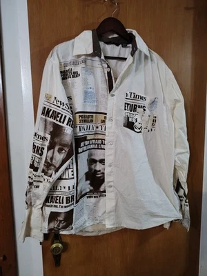 Vintage Makaveli Mens Tupac Button Short Sleeve Shirt Size xl 2Pac 90s Y2k  Rare - Image 1 of 4