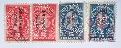 Travelstamps: US Documentary Stamps Lot of 4  - $5 & $2 Used Ng - Image 1 of 4