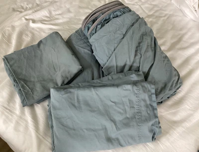 Sleep Number Smart Fit Cotton Split King Sheet 5 Piece Set Blue Gray - Image 1 of 4