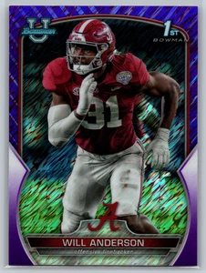 Will Anderson 2022 Bowman University Chrome 1st Purple Shimmer Refractor #52 - Picture 1 of 2