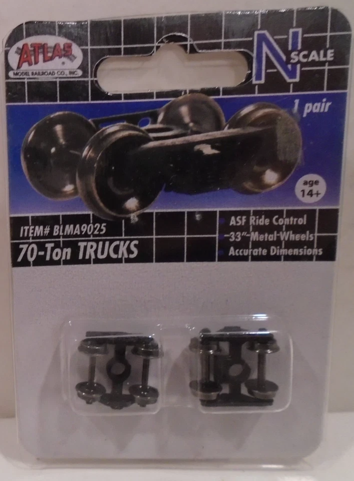 ATLAS BLMA9025 N SCALE 70-TON ASF TRUCKS W/ 33" METAL WHEELS (1 PAIR) - Image 1 of 1