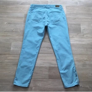 Esprit Capri Pants Womens W31 W27 Torquoise Mid Rise Slim Fit Summer Trousers - Picture 1 of 13