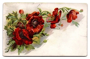 Postal vintage con flor de amapola en relieve de 1912 arte floral antiguo - Imagen 1 de 2