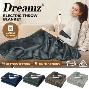 Dreamz Electric Throw Blanket Heated Washable Heating Winter Warm Rug 160x130cm - Picture 1 of 50
