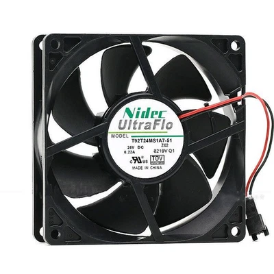 Nidec T92T24MS1A7-51 24V 0.22A 9025 9CM 2-wire inverter cooling fan - Image 1 of 4