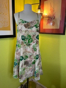 HD in Paris Floral Slip Dress Size 4 Silk Blend Lined Adjustable Anthropologie - Picture 1 of 5