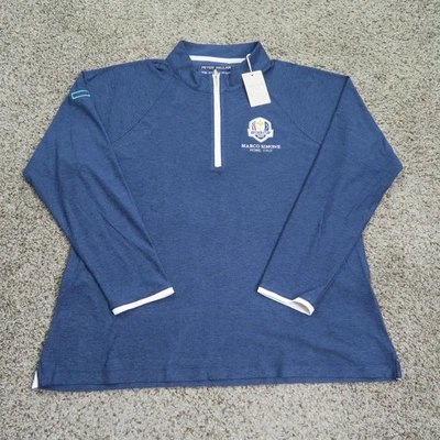 Pullover Peter Millar para mujer 2XL azul Perth Performance 1/4 cremallera Ryder Cup golf Foto 1 de 4
