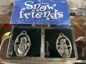 Longaberger Pewter Snow Friends Ornaments Set of 2 New In box snowman - Picture 1 of 1