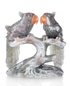 8.98"Natural Fluorite Parrots Carving,Hand-carved Crafts AN26 - Picture 1 of 7