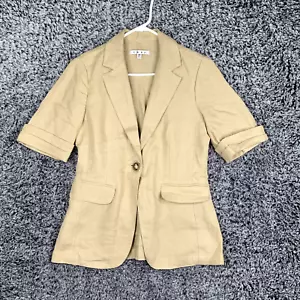 Cabi Linen Canvas One Button Jacket Womens XS Tan Light Academia - Picture 1 of 11