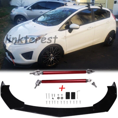 For Ford Fiesta Hatchback Sedan Car Front Bumper Lip Splitter Strut Rods Glossy - Изображение 1 из 4