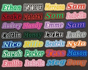 Personalised Embroidered Name Patch Badge L1 Girls Boys Iron on or sew on text