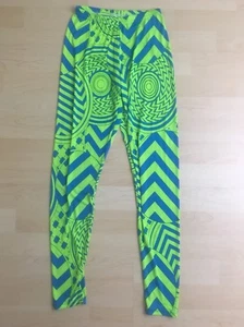 Leggings para mujer con patrón geométrico verde brillante/azul talla S/M 25" entrepierna - Imagen 1 de 8