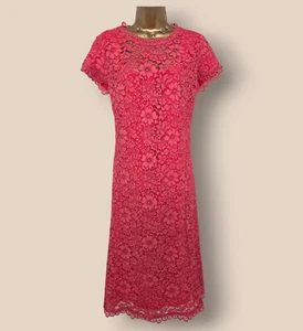 Caroline Charles Coral Lace Dress UK 14 US 10 EU 42 - Picture 1 of 8