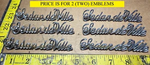 (2) CADILLAC SEDAN DEVILLE CIRCA '82 SCRIPT METAL EMBLEMS 4.3" {5809) - Picture 1 of 9