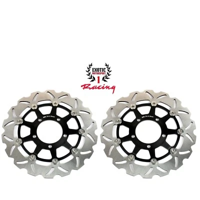 2 Front Brake Disc Rotors Set  Kawasaki ZX6R ZX10R Z1000R Versys 650 Wave Rotors - Image 1 of 4