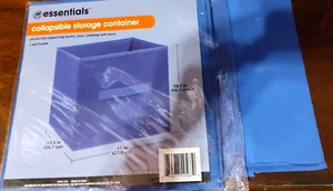 TWO-Essential Fabric Storage Organizer Container/Bins 10.5x11" x10.5" Blue - Picture 1 of 5