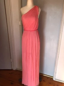 LISA HO Coral Silk One Shoulder Maxi Dress Size 10 - Picture 1 of 10