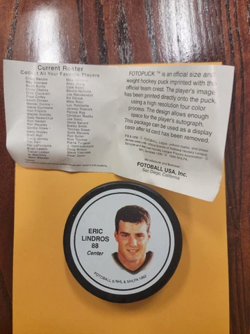 Eric Lindros 1992 Photo Puck RC Philadelphia Flyers HOF Cover