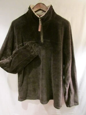 TRUE GRIT Men's L Brown Soft Fluffy Fleece 1/2-Zip Pullover Sweater - Image 1 of 4