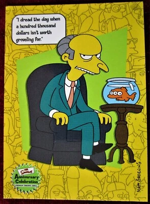 THE SIMPSONS 10th ANNIVERSARY - Card #28 - "MR. BURNS" - INKWORKS 2000 - Image 1 of 2