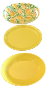 House and Garden 3pc. Melamine LEMON Yellow Oval Serving Set - Picture 1 of 5