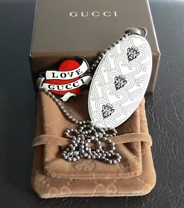 NEW $1900.00 GUCCI HEART 'LOVE GUCCI" ITALY 925 STERLING SILVER NECKLACE 24" - Picture 1 of 12