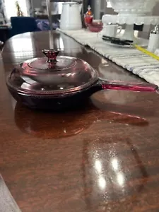 Vintage Corning Ware Cranberry Vision Teflon 7” Skillet w/Pyrex Lid - Picture 1 of 9