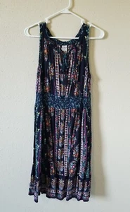 Womens Bila Dress Sz L Blue Paisley Cottagecore Peasant Bohemian - Picture 1 of 8