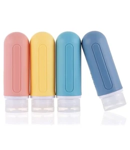 Leak Proof Toiletry Travel Bottles TSA Approved Silicone 3oz w/ Bag & Labels NEW - Picture 1 of 20