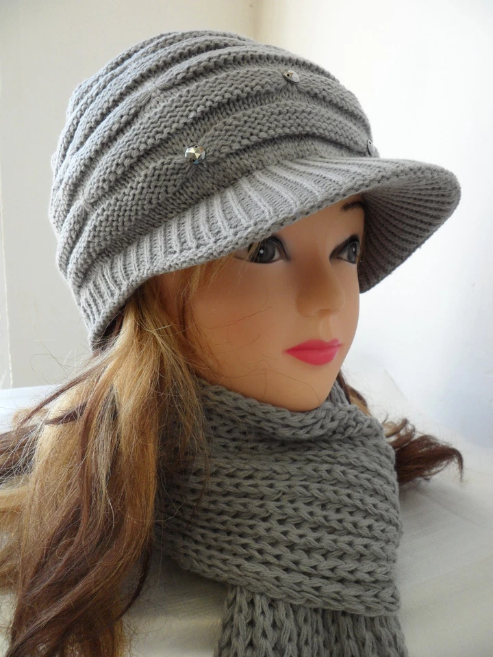 Dama Mujeres Tejido Invierno Cálido Sombrero Bufanda Conjunto Suelto Boina Gorro Gorra Conjunto Foto 1 de 1