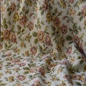Vintage Rose Bouquet French Cottagecore Jacquard Tapestry Upholstery Art Fabric - Picture 1 of 6