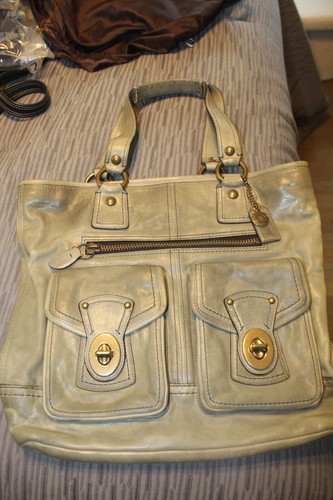 Borsa a mano vintage Coach GIGI Legacy 111131 grande tote shopper in pelle grigia