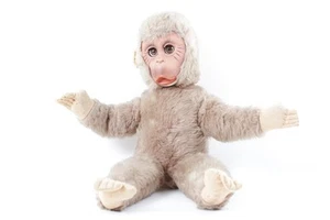 DDR Plüschtier mit Gummigesicht Spielzeug Affe Monkey Schlafaugen - Picture 1 of 5