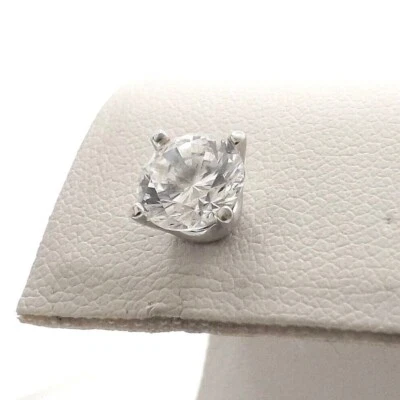 Pendiente único solitario piedra natal abril redondo oro blanco 14k uno nuevo Foto 1 de 4