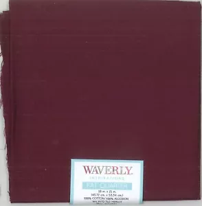 Waverly Inspirations Fat Quarter Solid Merlot 18" x 21" 100% Cotton Fabric Red - Picture 1 of 2