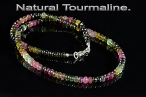 Natural AAA All Color Tourmaline Faceted Rondelle Beads Elegant Necklace 2GN-032 - Picture 1 of 6
