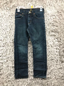 Lee Jeans Straight Fit Boys Size 12 Mid Dark Wash Blue Denim Adjustable Waist - Picture 1 of 11