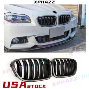 Real Carbon Fiber Grill Fits For BMW 10-16 F10 F11 M5 Front Kidney Grille CF 5er - Picture 1 of 7